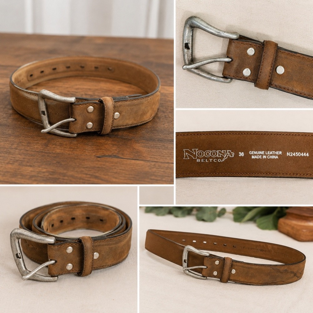 Nocona Belt Co Womens Tan Distressed Leather Western Buckle Belt N2450444 36